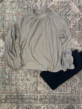 Altar’d State Metallic Gold High Neck Blouse Long Sleeve Shimmer Top Size S